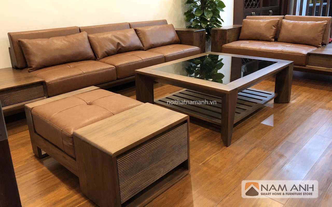 Sofa góc gỗ cao cấp SF26 | Nội thất Nam Anh