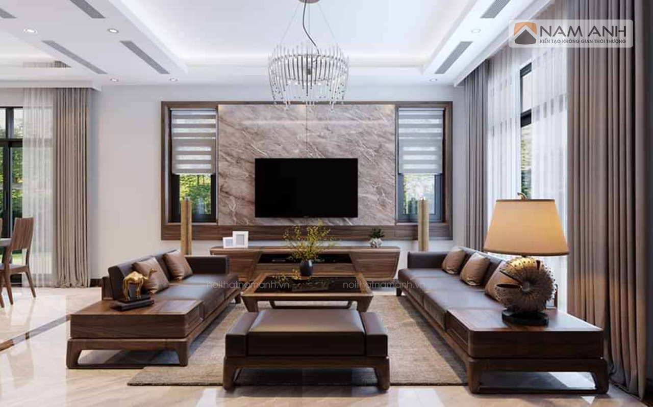 Sofa góc gỗ cao cấp SF24 | Nội thất Nam Anh